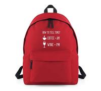Shopagift How to Tell Time Coffee AM Wine PM Funny Backpack Rucksack 18 Litres Capacity - 42cm x 31cm x 21cm