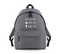 Shopagift How to Tell Time Coffee AM Wine PM Funny Backpack Rucksack 18 Litres Capacity - 42cm x 31cm x 21cm