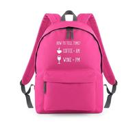 Shopagift How to Tell Time Coffee AM Wine PM Funny Backpack Rucksack 18 Litres Capacity - 42cm x 31cm x 21cm