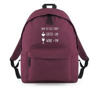 Shopagift How to Tell Time Coffee AM Wine PM Funny Backpack Rucksack 18 Litres Capacity - 42cm x 31cm x 21cm