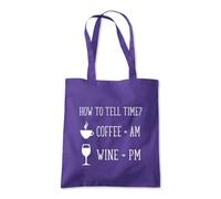Shopagift How to Tell Time Coffee AM Wine PM Funny Tote Shopping Beach Bag 10 Litres Capacity - 42cm x 38cm