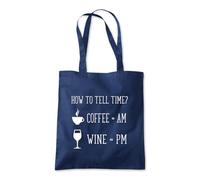 Shopagift How to Tell Time Coffee AM Wine PM Funny Tote Shopping Beach Bag 10 Litres Capacity - 42cm x 38cm