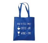 Shopagift How to Tell Time Coffee AM Wine PM Funny Tote Shopping Beach Bag 10 Litres Capacity - 42cm x 38cm