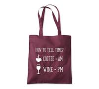 Shopagift How to Tell Time Coffee AM Wine PM Funny Tote Shopping Beach Bag 10 Litres Capacity - 42cm x 38cm
