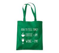 Shopagift How to Tell Time Coffee AM Wine PM Funny Tote Shopping Beach Bag 10 Litres Capacity - 42cm x 38cm