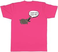 Shopagift Hungry Hippo Mens T-Shirt Feed Me Hippopotamus Lover Tee Gift Pink