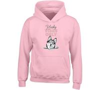 Shopagift Husky Vibes Only Kids Hoodie Funny Siberian Husky Dog Lover Hoody Hooded Top Boys Girls Pink