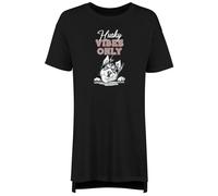 Shopagift Husky Vibes Only Women's Nightie Funny Siberian Husky Dog Lover Night Shirt Black
