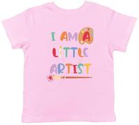 Shopagift I am a Little Artist Kids T-Shirt Painting Drawing Sketching Childrens Tee Boys Girls Light Pink