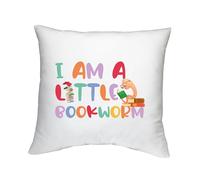 Shopagift I am a Little Bookworm Cushion Cover Love Reading Books Fiction Bedroom Lounge Accessory - 40cm x 40cm