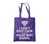Shopagift I Can't Keep Calm I've Got Poor Wifi Signal Tote Shopping Beach Bag 10 Litres Capacity - 42cm x 38cm