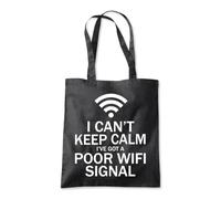 Shopagift I Can't Keep Calm I've Got Poor Wifi Signal Tote Shopping Beach Bag 10 Litres Capacity - 42cm x 38cm