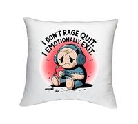Shopagift I Don't Rage Quit Funny I Emotionally Exit Gamer Cushion Cover Bedroom Lounge Accessory - 40cm x 40cm