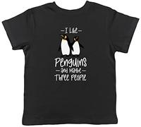 Shopagift I Like Penguin and Maybe Three People Childrens Kids T-Shirt Gift Black