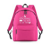 Shopagift I Love Animals Too Much To Eat Them Vegetarian Backpack Rucksack 18 Litres Capacity - 42cm x 31cm x 21cm