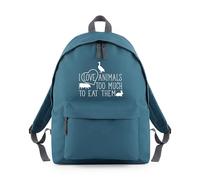 Shopagift I Love Animals Too Much To Eat Them Vegetarian Backpack Rucksack 18 Litres Capacity - 42cm x 31cm x 21cm