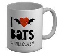Shopagift I Love Bats Mug Bat Wings Scary Trick or Treat White 11oz Large Ceramic Cup