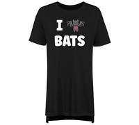 Shopagift I Love Bats Women's Nightie Flying Nocturnal Winged Funny Vampire Night Shirt Black