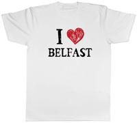 Shopagift I Love Belfast Mens T-Shirt Northern Ireland Tee White