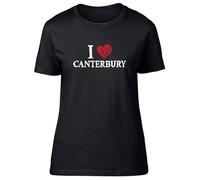 Shopagift I Love Canterbury Womens T-Shirt Historic Kent Cathedral Heritage Ladies Tee Black