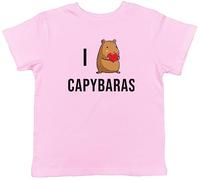 Shopagift I Love Capybara Kids T-Shirt Cute Animal Childrens Tee Gift Light Pink