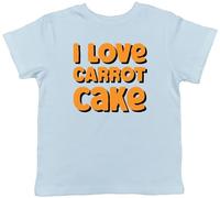 Shopagift I Love Carrot Cake Kids T-Shirt Bake Baker Baking Dessert Childrens Tee Boys Girls Light Blue