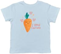 Shopagift I Love Carrots Funny Veggie Vegetable Carrot Day Kids T-Shirt Childrens Tee Boys Girls Light Blue