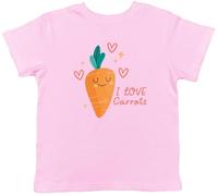 Shopagift I Love Carrots Funny Veggie Vegetable Carrot Day Kids T-Shirt Childrens Tee Boys Girls Light Pink