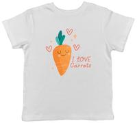 Shopagift I Love Carrots Funny Veggie Vegetable Carrot Day Kids T-Shirt Childrens Tee Boys Girls White