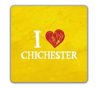 Shopagift I Love Chichester 2 Pack Coasters West Sussex Historic Love Heart - 9cm x 9cm