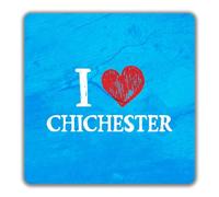 Shopagift I Love Chichester 2 Pack Coasters West Sussex Historic Love Heart - 9cm x 9cm