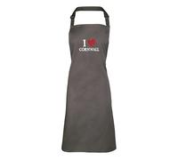 Shopagift I Love Cornwall Apron Mens Womens Cooking BBQ Chef DIY Cook - Grey