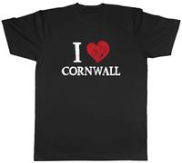 Shopagift I Love Cornwall Mens T-Shirt Coastlines Cornish Pasties Tee Black