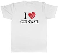 Shopagift I Love Cornwall Mens T-Shirt Coastlines Cornish Pasties Tee White