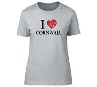 Shopagift I Love Cornwall Womens T-Shirt Coastlines Cornish Pasties Ladies Tee Grey