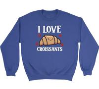 Shopagift I Love Croissants Kids Sweatshirt Baker Bread Baking Lover Jumper Boys Girls Blue