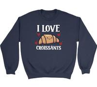 Shopagift I Love Croissants Kids Sweatshirt Baker Bread Baking Lover Jumper Boys Girls Navy Blue