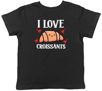 Shopagift I Love Croissants Kids T-Shirt Baker Bread Baking Lover Childrens Tee Boys Girls Black