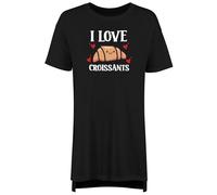 Shopagift I Love Croissants Women's Nightie Baker Bread Baking Lover Night Shirt Black