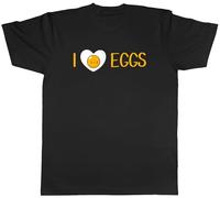 Shopagift I Love Eggs Mens T-Shirt Foodie Poached Omellete Fried Scrambled Tee Black