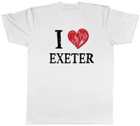 Shopagift I Love Exeter Mens T-Shirt Historic Devon City Tee White