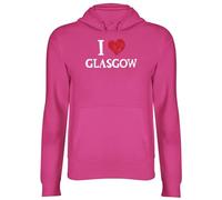Shopagift I Love Glasgow Hoodie Unisex Scottish Scotland Architecture Hoody Hooded Top Pink