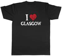 Shopagift I Love Glasgow Mens T-Shirt Scottish Scotland Architecture Tee Black
