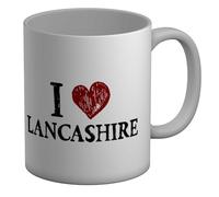Shopagift I Love Lancashire Mug Preston Blackburn North West White 11oz Large Ceramic Cup
