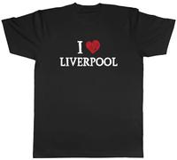 Shopagift I Love Liverpool Mens T-Shirt Football Music Merseyside Tee Black
