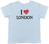 Shopagift I Love London Kids T-Shirt Cultural Capital Finance World City Childrens Tee Boys Girls Light Blue