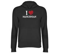 Shopagift I Love Mancunian Hoodie Unisex Manchester United City Hoody Hooded Top Black