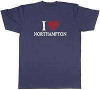 Shopagift I Love Northampton Mens T-Shirt Buckinghamshire Shoe Leather City Tee Navy Blue