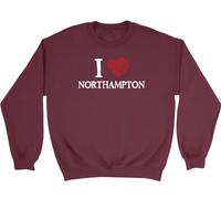 Shopagift I Love Northampton Sweatshirt Buckinghamshire Shoe Leather City Unisex Jumper Maroon