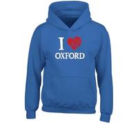 Shopagift I Love Oxford Kids Hoodie University College Arts Science Hoody Hooded Top Boys Girls Blue